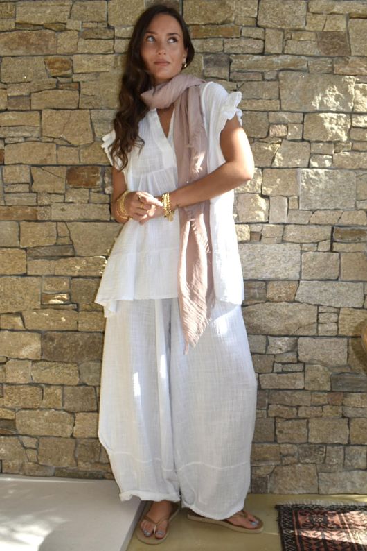 Tasha Cushion Cotton Cap Sleeve Tier Top White